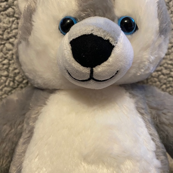 Build A Bear Wiley the Wolf Plush Toy Soft Great Wolf Lodge Grey White Blue Eyes - Picture 3 of 10